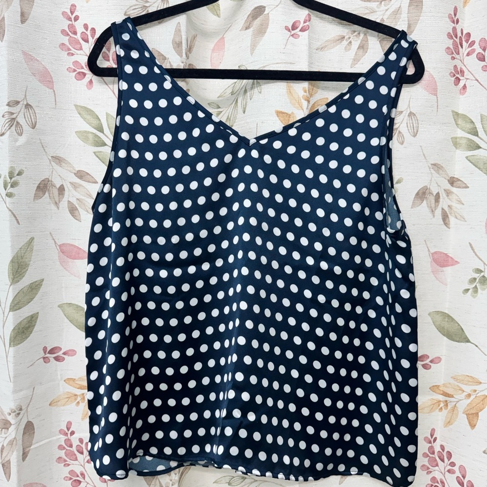 LOFT Navy and White Polka Dot Camisole